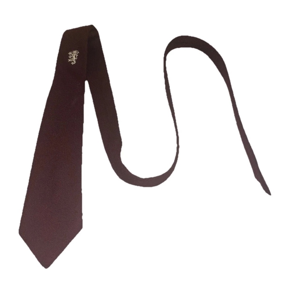 Craigmill 100% Lambswool Neck Tie Made In Scotland Dark Red Gold Emblem EUC